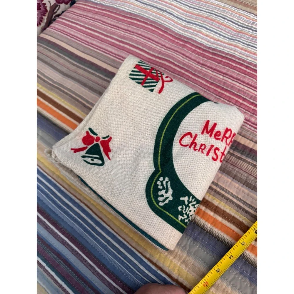 Set of 4 Christmas Pillow Covers 18x18 Rustic Linen Holiday Decor Red Green